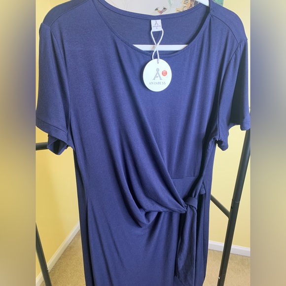 NWT ANRABESS Dress with Front Tie in Navy, Size XL - Picture 9 of 11